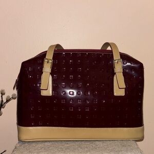 Arcadia Deep Red and Beige Satchel